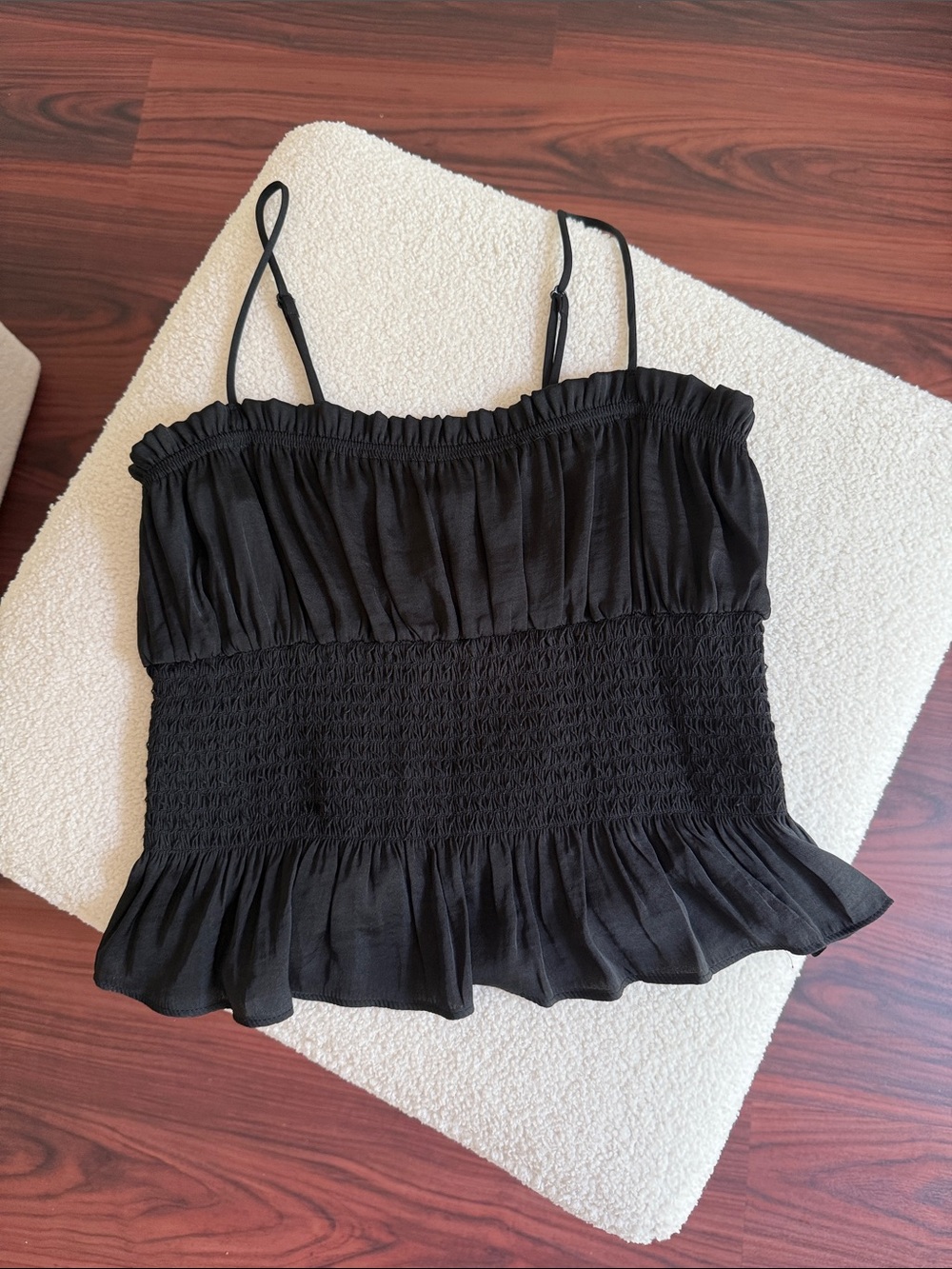 Free People Black Ruffle Cami Top